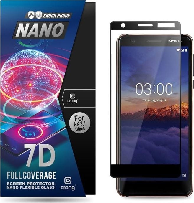 Crong Crong 7D Nano Flexible Glass - sticlă hibridă 9H pentru întregul ecran universal Nokia 3.1