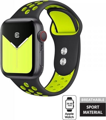 Crong Crong Duo Sport Band - Apple Watch Band 38/40mm (negru/lime)