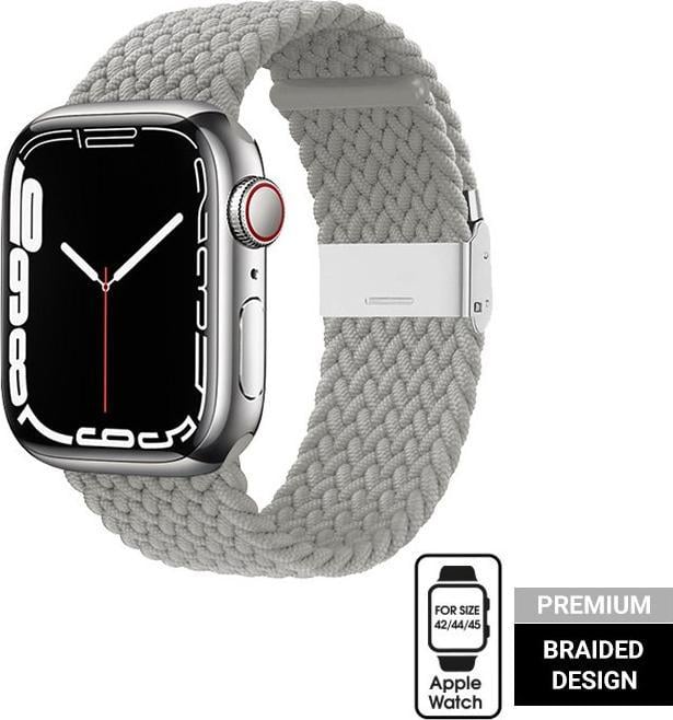 Crong Crong Wave Band - Curea Apple Watch împletită 42/44/45 mm (gri deschis)