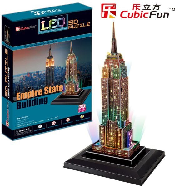 Puzzle CubicFun Empire State Building cu lumina LED 3D cu 38 piese