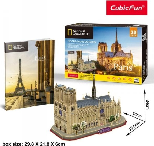 Puzzle Cubic Fun National Geographic Paris Notre Dame De Paris, 128 piese