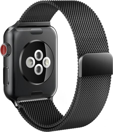 Accesorii Smartwatch - Curea Apple Watch 1/2/3/4 (38/40 mm), bratara metalica Milanese Loop - negru