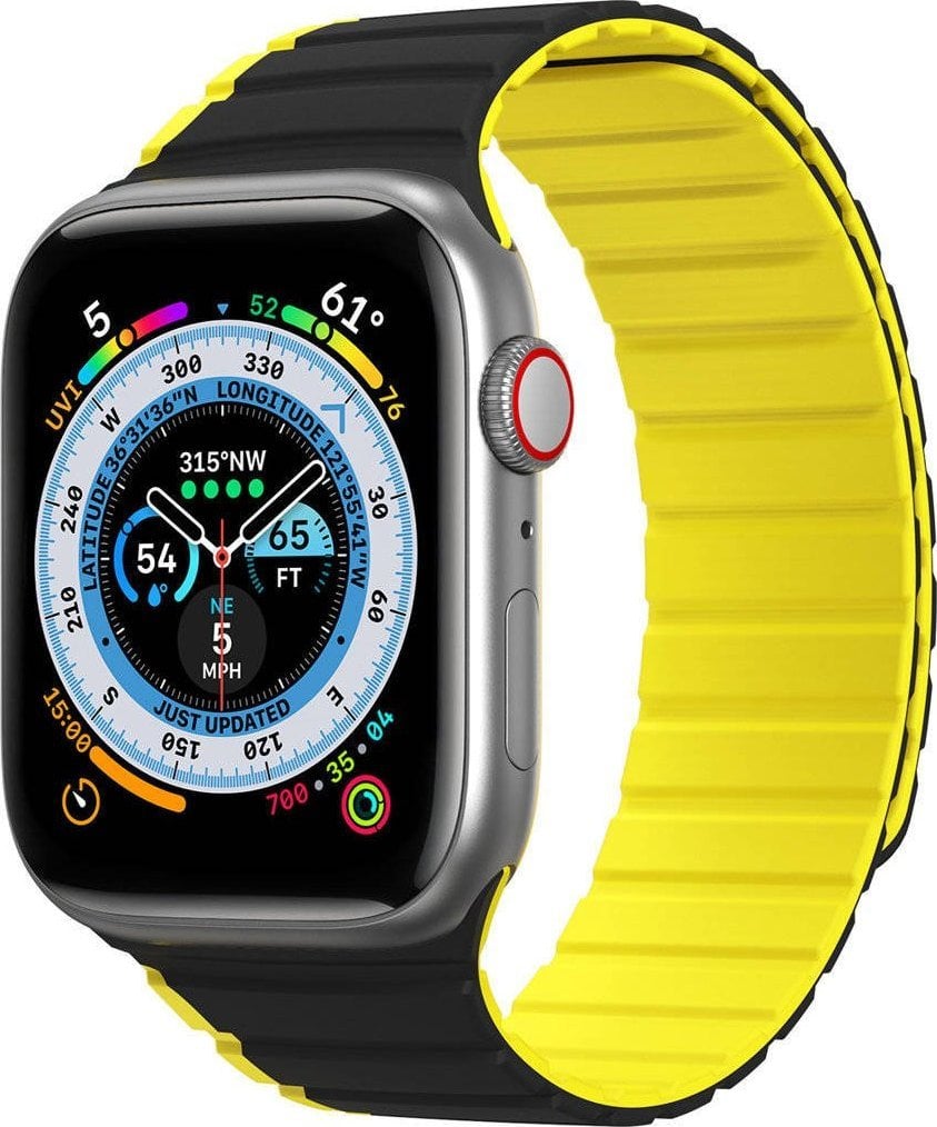 Curea DUXDUCIS Dux Ducis (versiunea LD) Apple Watch 4/5/6/7/SE/8 40/41mm negru și galben