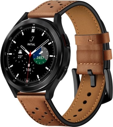 Accesorii Smartwatch - Curea piele Tech-Protect Leather compatibila cu Samsung Galaxy Watch 4 / Galaxy Watch 4 Classic Brown