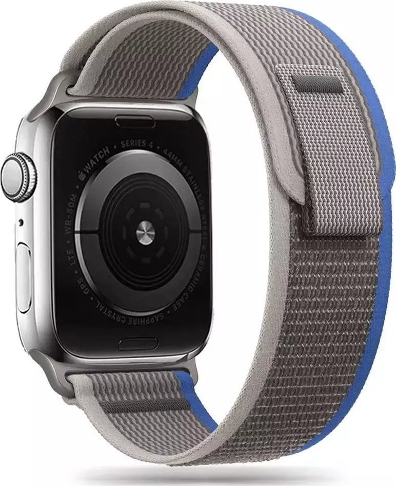 Curea smartwatch 4kom.pl Nylon Band pentru Apple Watch 4 / 5 / 6 / 7 / 8 / SE (38 / 40 / 41 MM) GRI/ALBASTRU
