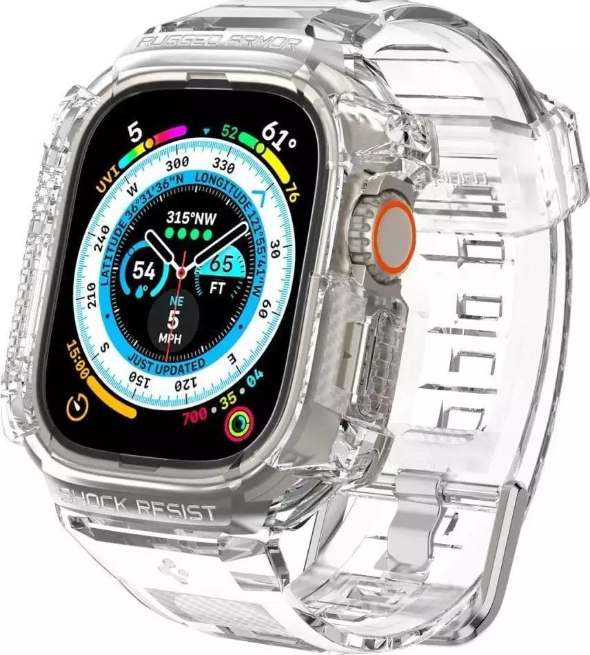 Curea Spigen Spigen Rugged Armor „Pro” pentru Apple Watch Ultra (49 mm) Crystal Clear