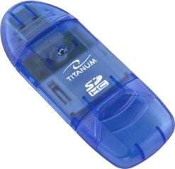Card reader - Cititor de card Titanium SDHC/MiniSDHC/MicroSDHC/RS/MM, USB 2.0, Albastru