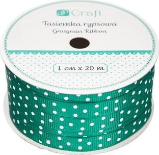 Panglică grosgrain Dalprint DPCRAFT 1cm x 20m - verde cu puncte Dalprint