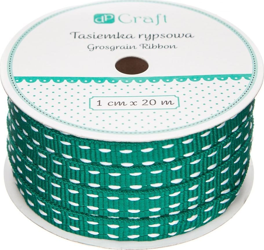 Panglică Dalprint Grosgrain DPCRAFT 1cm x 20m - verde cu cusături Dalprint