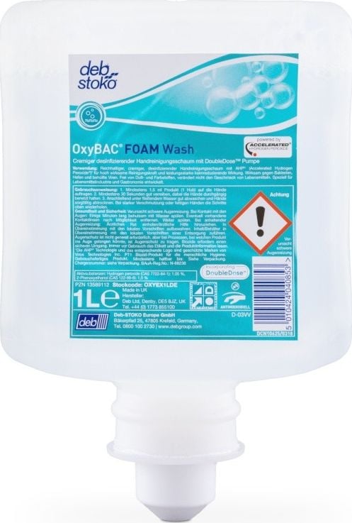 DEB Spumă de săpun antibacterian DEB Oxybac Foam Wash, reîncărcare dozator, 1000ml