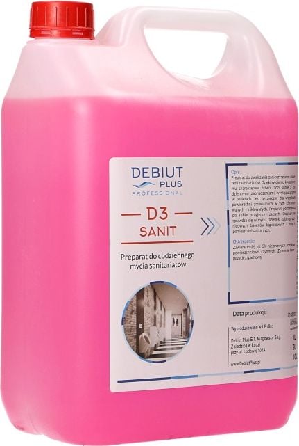 Debiut Plus Professional Debiut Plus Professional D3 Sanit - Preparat pentru curățarea zilnică a instalațiilor sanitare - 5 l