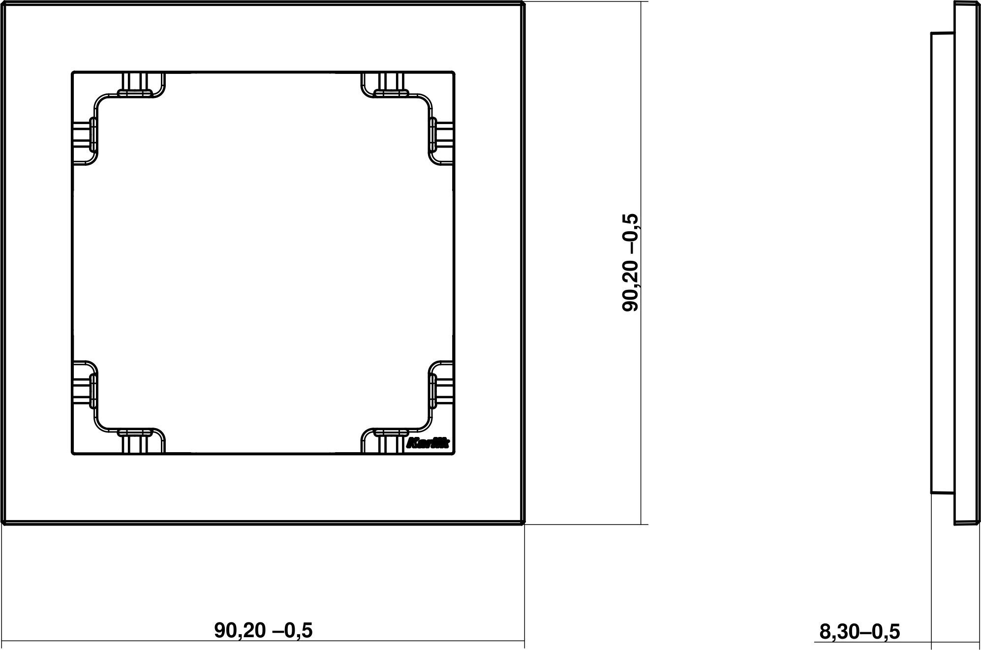 Deco cadru un singur efect de fund de sticlă negru: alb (12-0-DRS-1)