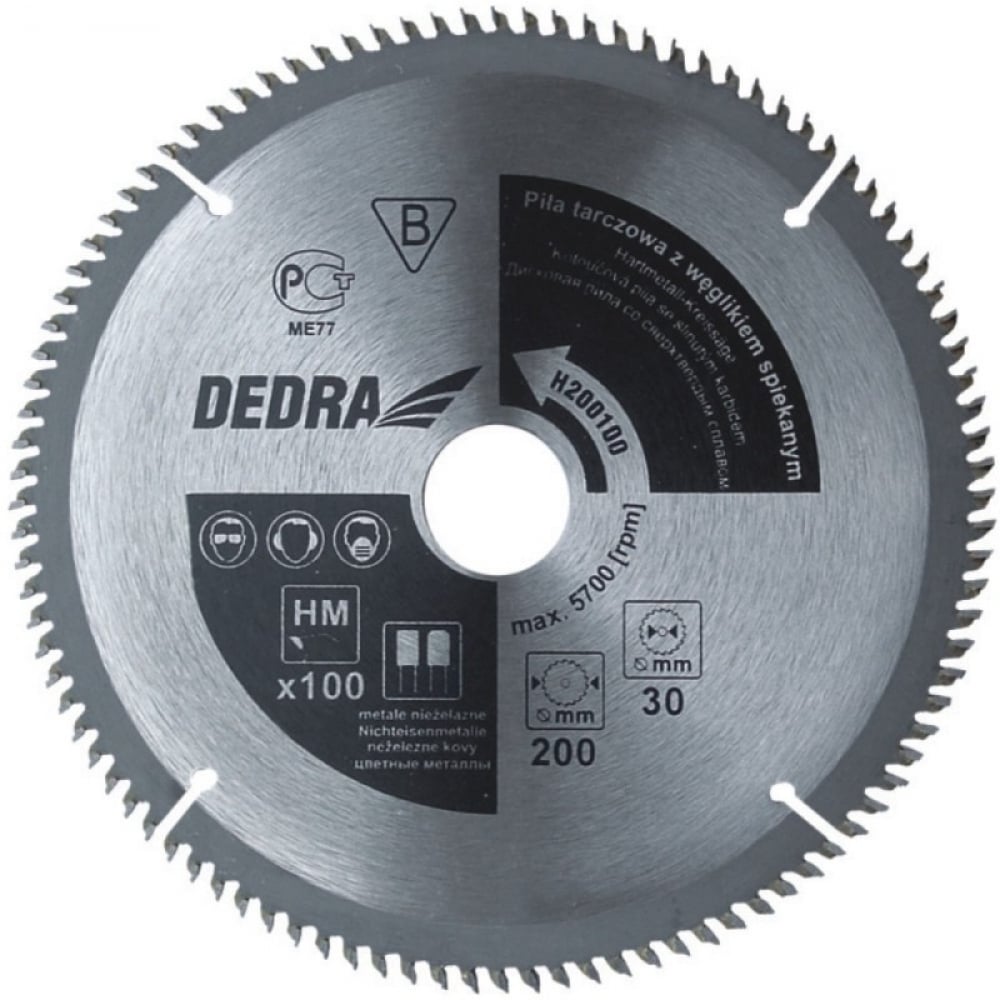 Ferăstrău circular Dedra pentru aluminiu 250x30mm 100z. - H250100
