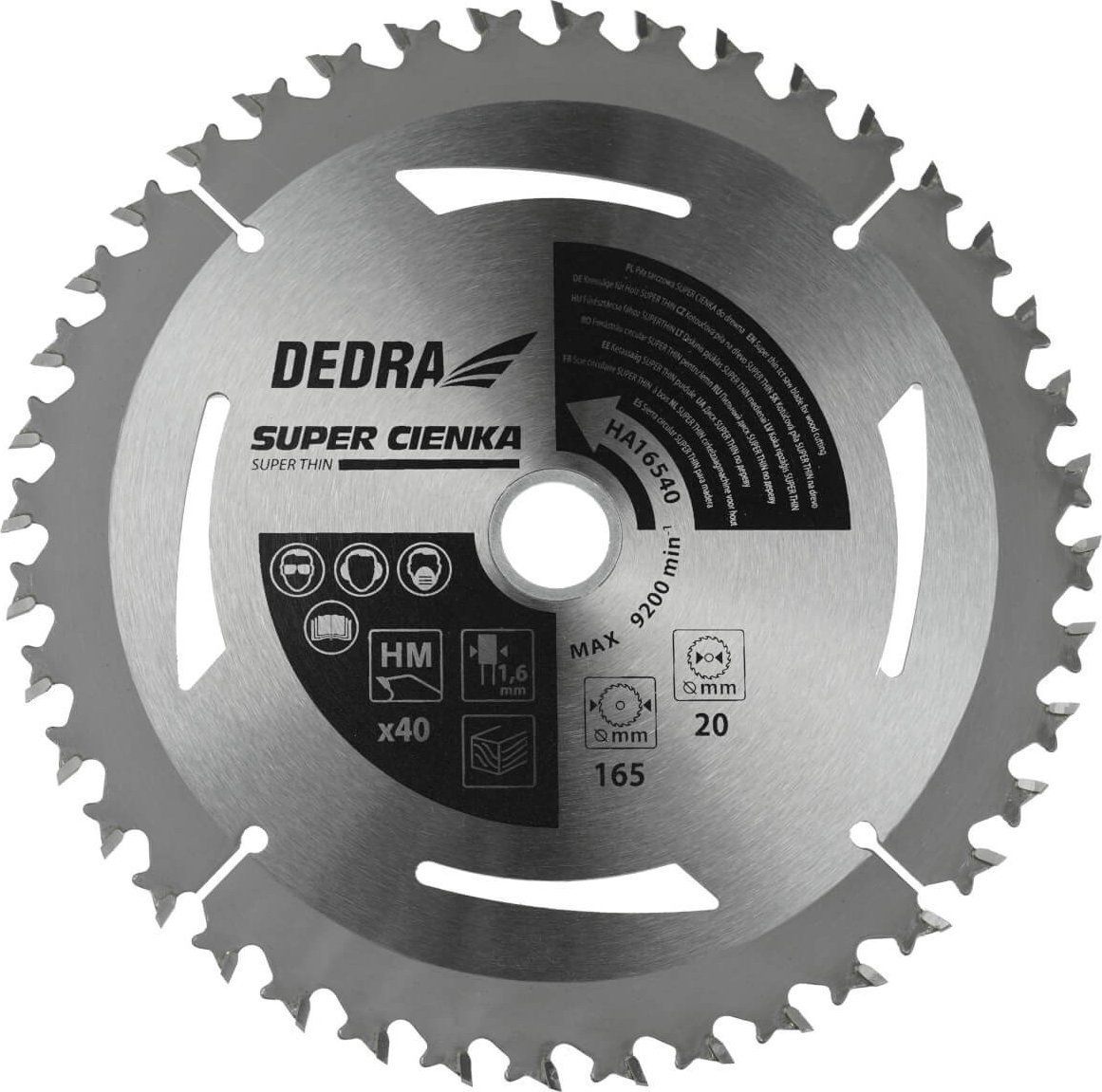 Disc pentru circular lemn , ultra-subtire, 1.6mm, 185x 24 dinti x centru 16mm , Dedra