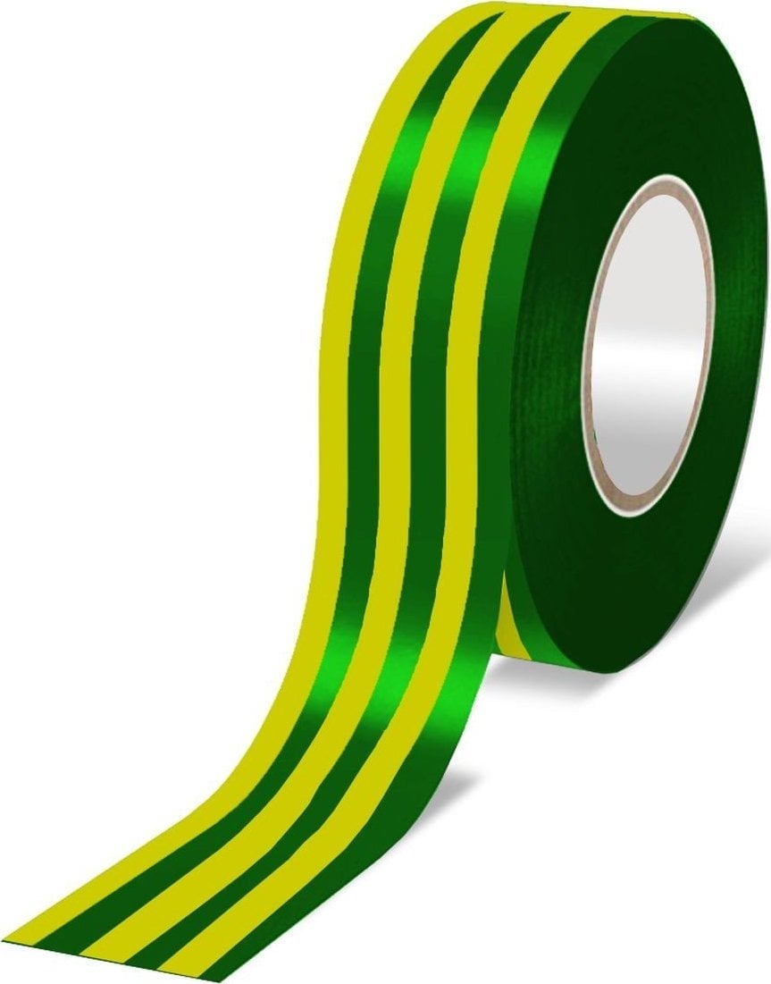 Bandă electroizolantă PVC Dedra galben-verde 19mmx33m