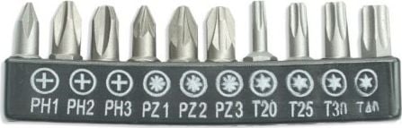 Set de capete de surubelnita Dedra 10bucati, 25mm SL5.5, 6.5, PH1/2x2, PZ1/2x2