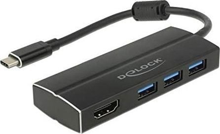Delock Adaptor USB 3.1 C&gt; A 3x USB 3.0 Hub + 4K HDMI
