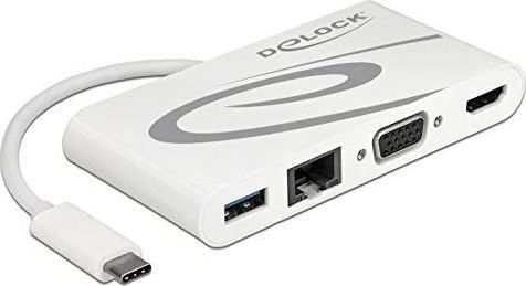 Delock Dockingstation USB 3.1 C> 4K HDMI + VGA + LAN + Adaptor USB