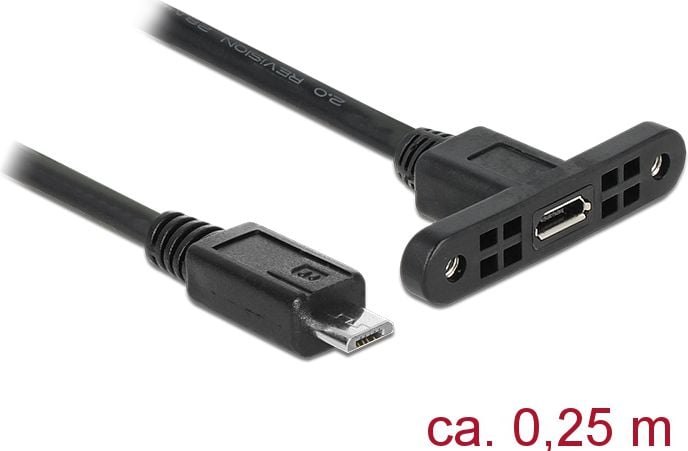 USB 2.0 Micro-B mufa de sex feminin pentru montare pe panou> USB 2.0 Micro-B. mufa tata 25 cm (85245)