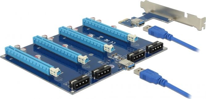 Delock Riser Karte PCI Express x1&gt; 4 x PCIe x16