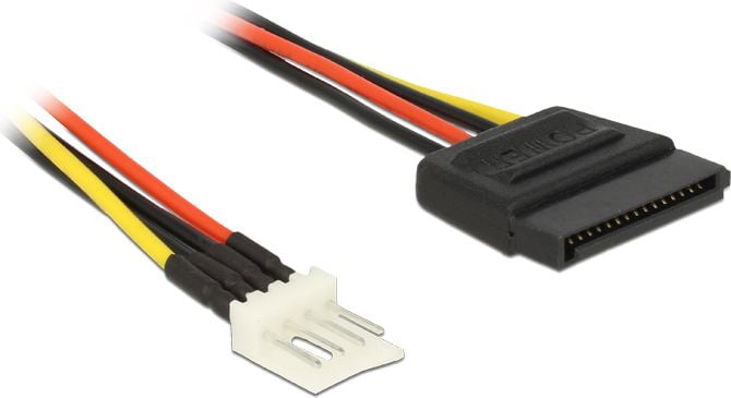 Cabluri - Cablu de alimentare SATA 15 pin tata la 4 pin floppy tata 15 cm, Delock - 83918
