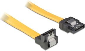 Cablu de conectare cu un conector in linie dreapta si unul inclinat in jos , Delock , SATA , 0.3 m , galben