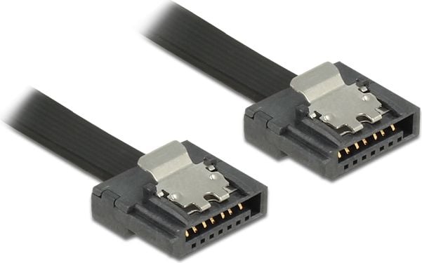 Cablu SATA FLEXI 6 Gb/s 50 cm black metal, Delock 83841