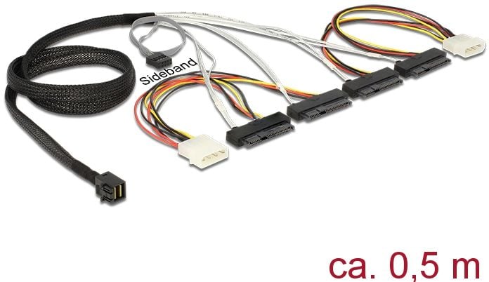 Cablu delock Mini SAS HD -&gt; 4x SAS 29Pin, 0.50m (83390)