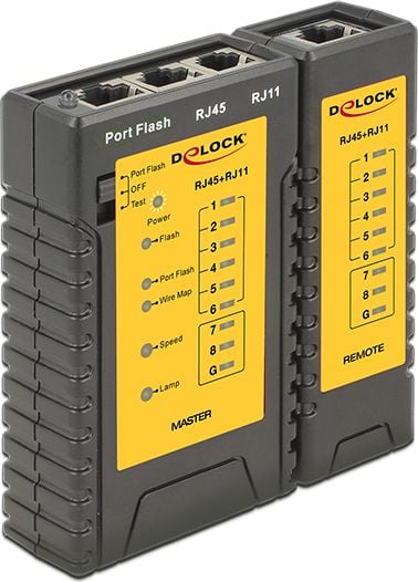 Delock Tester de cablu RJ45 / RJ12 + Găsitor de porturi (86407)