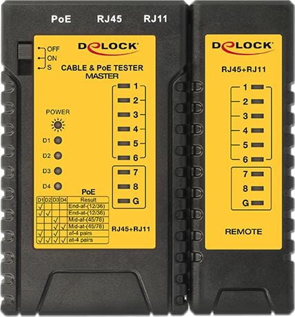 Accesoriu retele delock Tester sarma RJ45 / RJ12 / POE (86107)