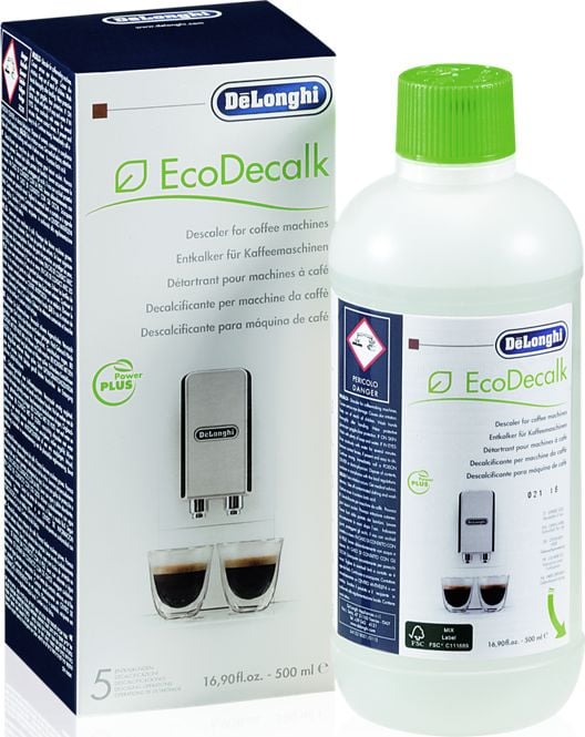 Solutie decalcifiere De'Longhi EcoDecalk, 500ml, lichid, o solutie naturala si eficienta de indepartare a calcarului