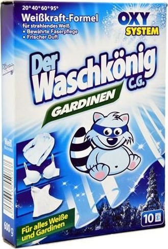 Detergenti speciali rufe - praful de spălat perdele din pânză de culoare albă și Der Waschkönig CG GARDINEN 600 g - 10 WL versatil