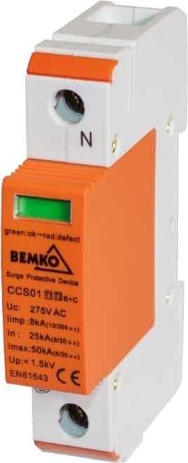 Descărcător Bemko 1P 25-50kA clasa T1+T2 (B+C) A50-CCS01-1P-B+C