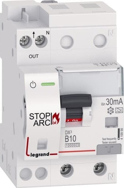 Detector de scântei de incendiu Legrand DX3 STOP ARC integrat cu RCCB 2P 10kA B10 30mA tip A 415956