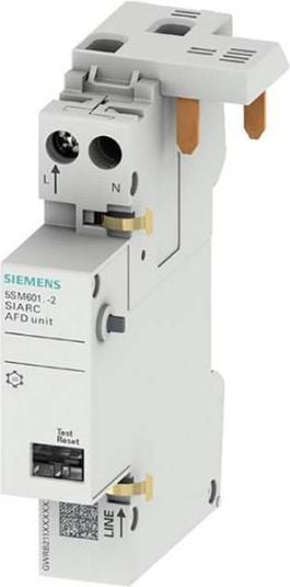 Detector de scântei de incendiu Siemens AFDD 1-16A 230V pentru întrerupător suprapr. 1+N neapărat 1 modul lățime (5SM6011-2)