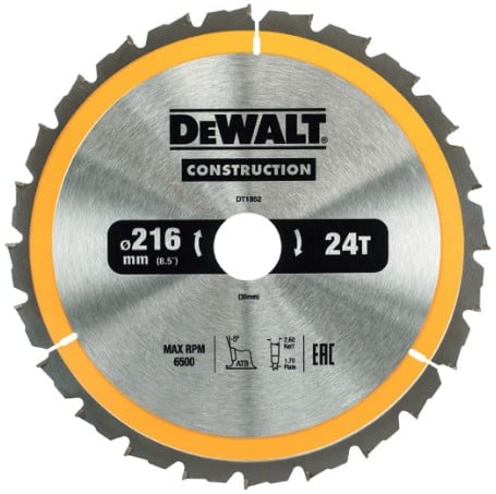 Disc pentru constructii 24dinti DeWalt 216x30mm DT1952-QZ