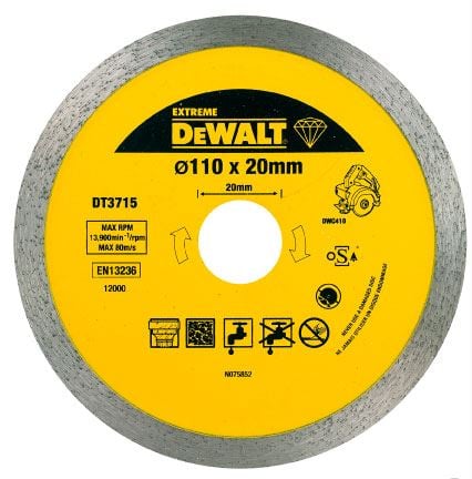 Disc diamantat Dewalt DT3715 pentru placi ceramice 110x20mm