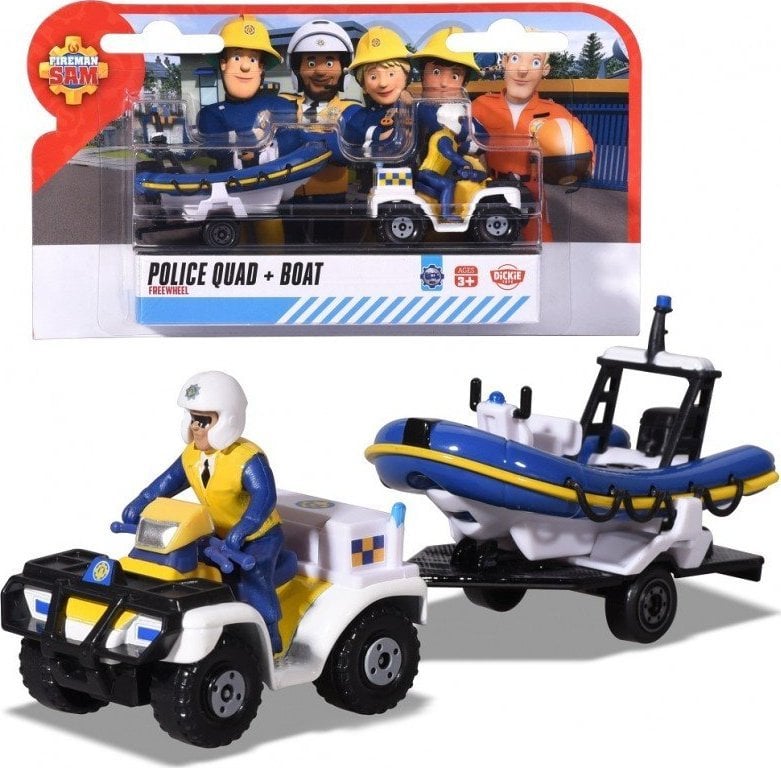 Dickie Dickie Fireman Sam Police Quad Boat Action Figure Trailer