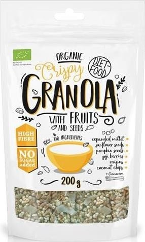 Diet Food Organic Cripsy Granola With Fruits granola z owocami 200g uniwersalny
