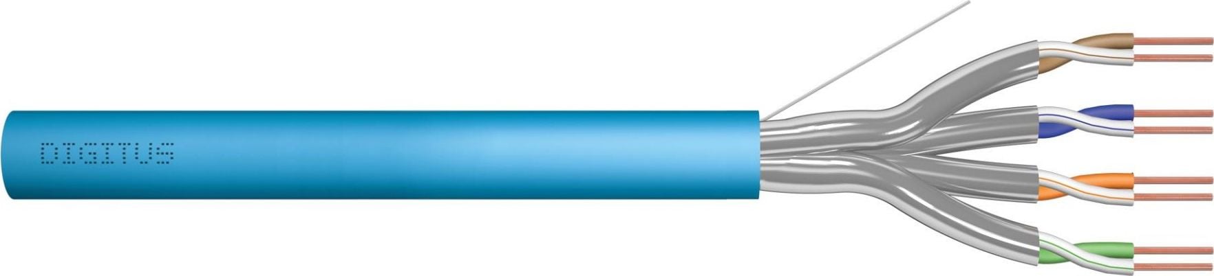 Cablu de comunicație de date Digitus DIGITUS cat.6A, U/FTP, Dca, solid, AWG 23/1, LSOH, 50m, albastru, folie