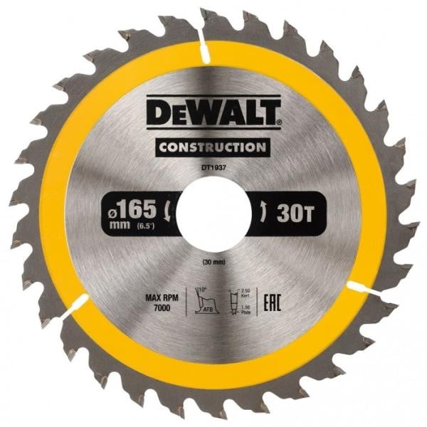 Disc circular DeWalt Construction 165x30mm T18