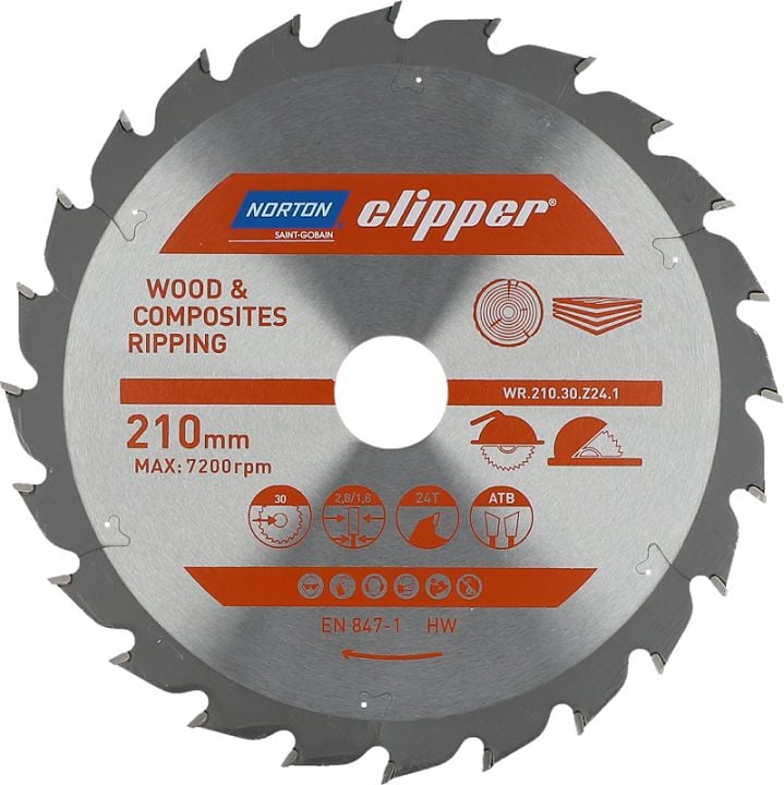 Disc circular lemn, Norton, 210 x 30 mm Z24