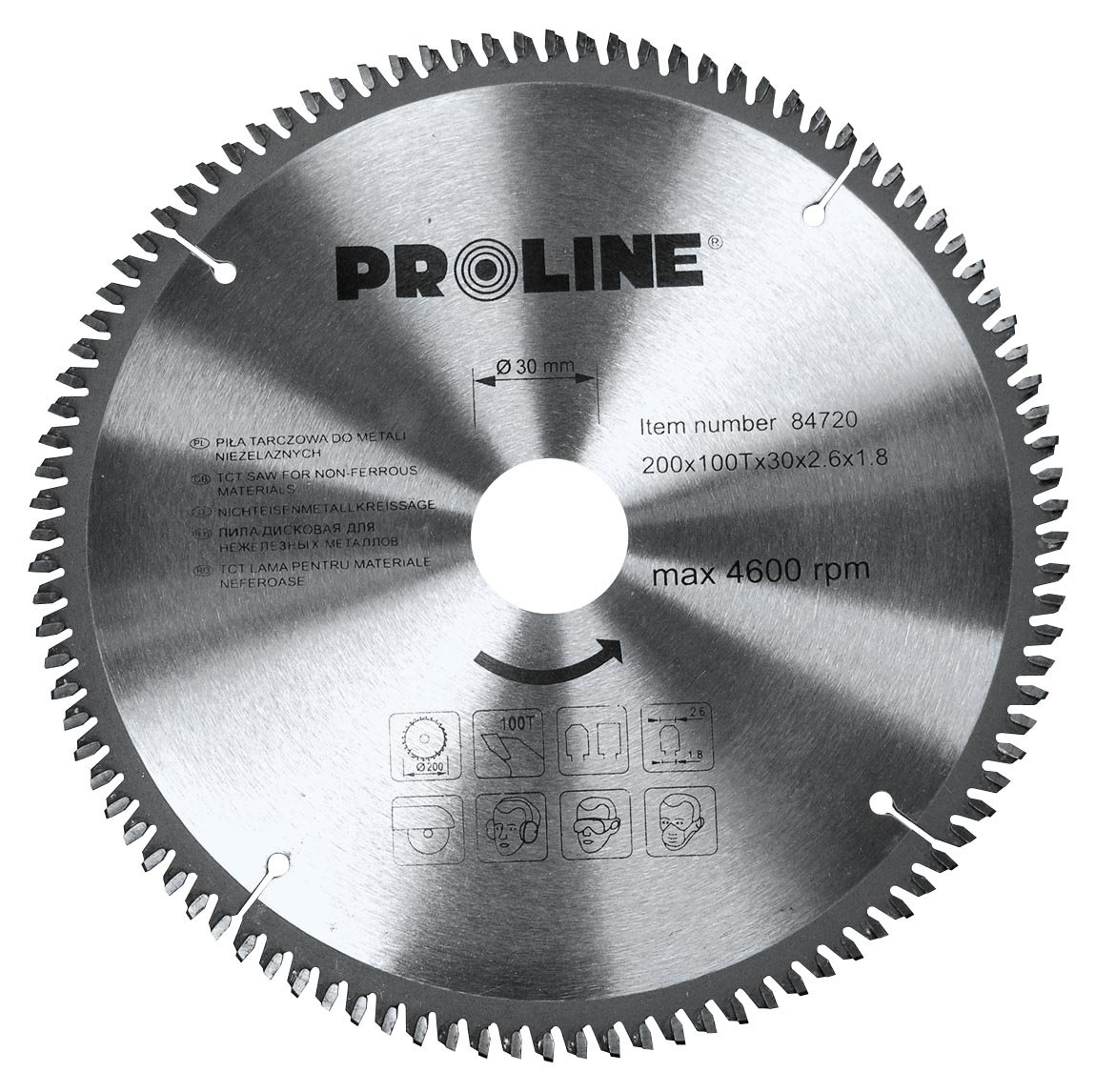 Disc circular pentru metal Proline, dinti vidia, 200 mm/100D