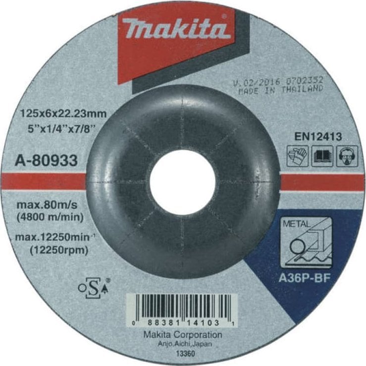 Disc de șlefuit Makita pentru metal 125x6mm A36P A-80933