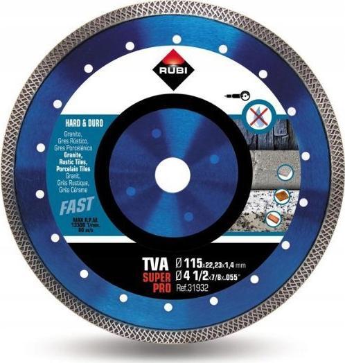 Disc diamant, Rubi 31934 TVA-180 SUPERPRO, Materiale dure