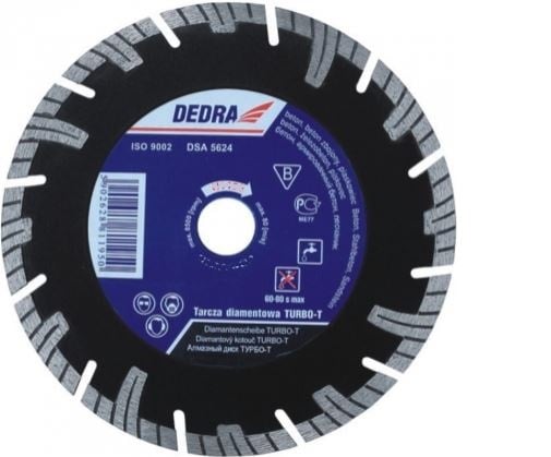 Disc diamantat Dedra Turbo-T pentru taierea betonului armat 200mm 25.4mm H1196E