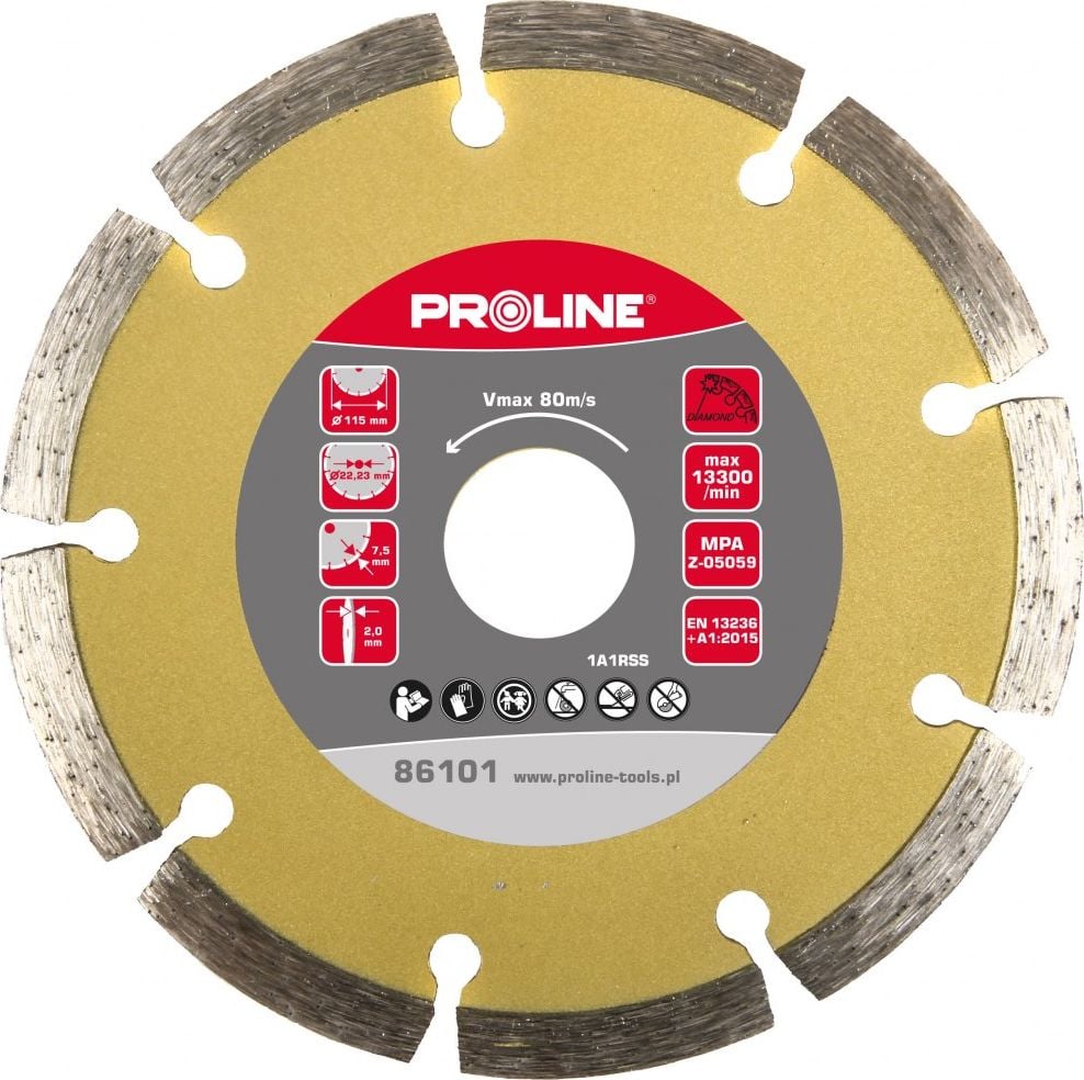 Disc diamantat segmentat super dur Proline, 115 mm