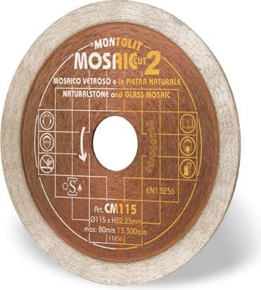 Disc Montolit Cermont de tăiat diamant pentru mozaic de sticlă/piatră 115 x 22,2 mm (CM115)