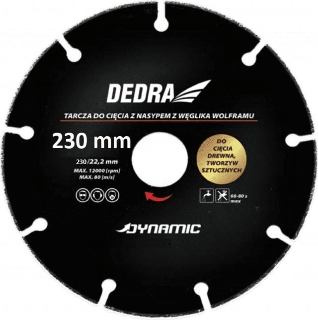 Disc pentru taierea lemnului si plasticului 230mm x 22,2mm, cu carbura de Tungsten