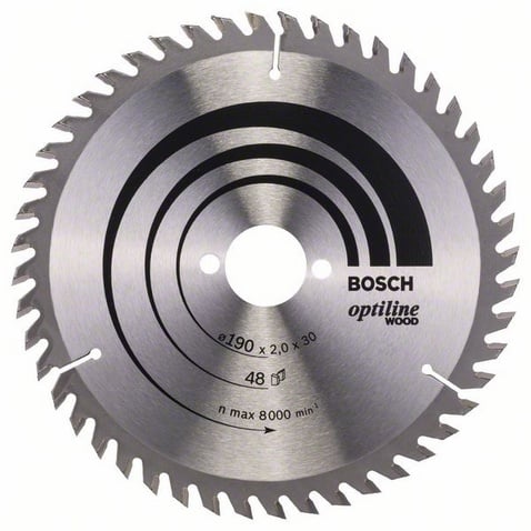 Disc/Panza de fiersatrau circular pentru lemn Bosch, Optiline Wood, 190x2,0x30mm 48 dinti